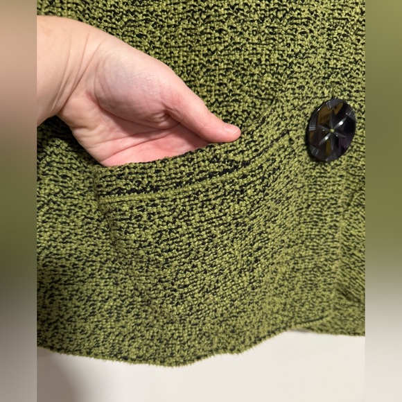 Willow Green/Black Chunky Knit Cardigan Size Medium Y2K Artsy Fairy Boho - Picture 4 of 7